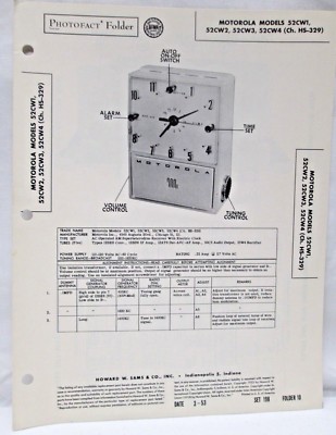 Sams Photofact Folder Radio Parts Manual Motorola 52CW1 52CW2 52CW3 52CW4