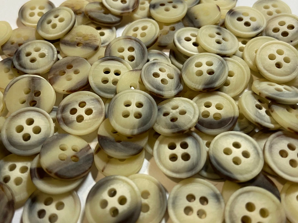 Premium Imitation Horn Button Matte Finish w/Rim Natural/Brown 13mm 23mm 4hole - Image 2 of 2