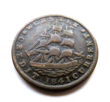1841 WEBSTER CREDIT CURRENCY NOT ONE CENT FOR TRIBUTE HARD TIMES TOKEN