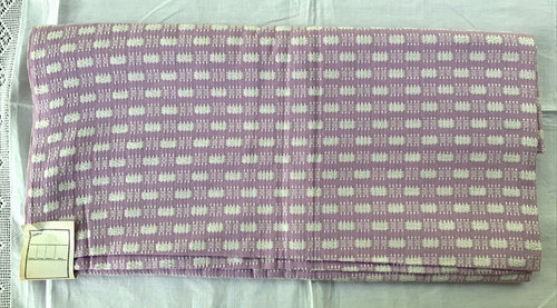 NEW Vintage COTTON Fabric Embroidered White Satin on PURPLE Cotton Blend Fabric - Picture 10 of 10