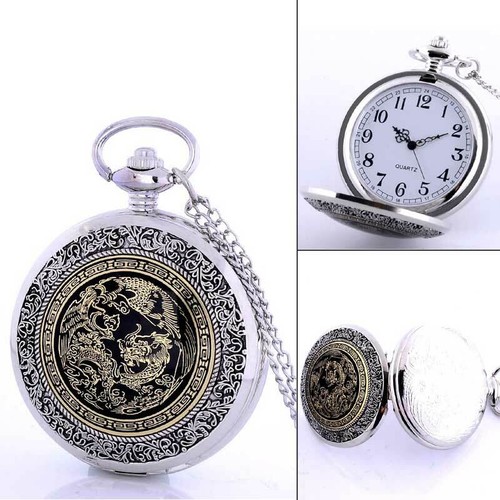 Antico orologio da tasca steampunk lusso quarzo vintage ciondolo collana regalo retrò - Foto 12 di 37