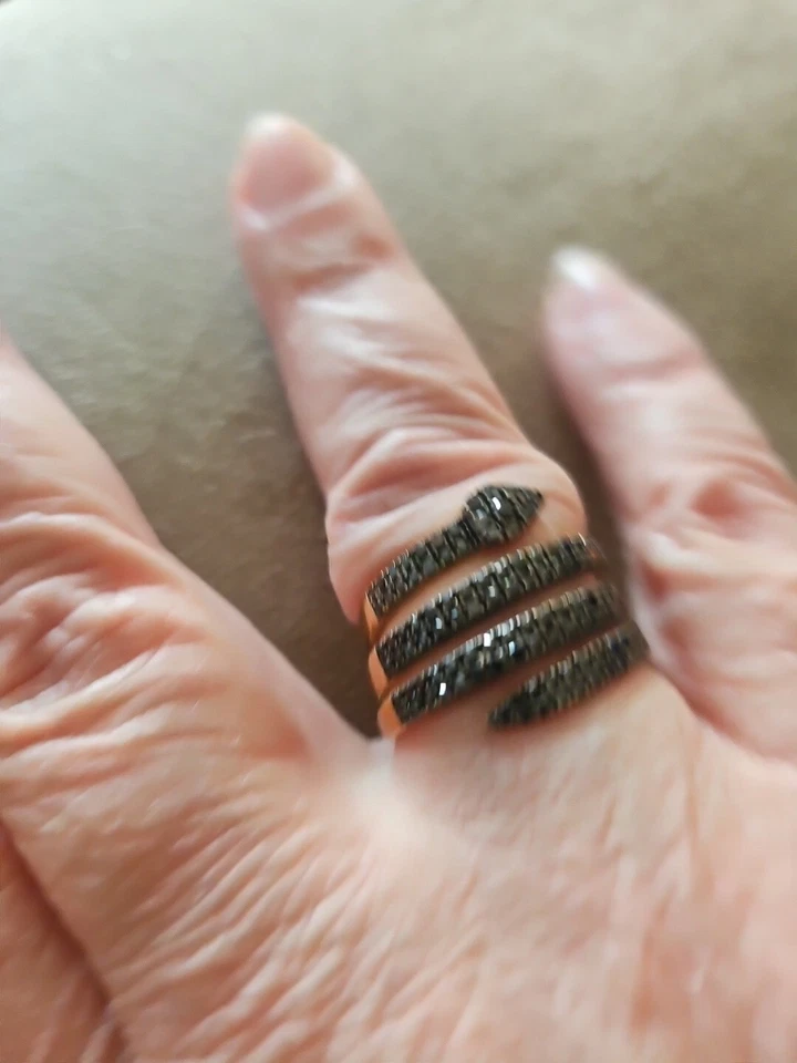 Anillo serpiente de 1 quilate diamante negro Carol Brodie rarezas talla 8 Foto 2 de 4