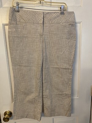 Express Editor Women's Beige & White Capris w/ Pockets Size 8