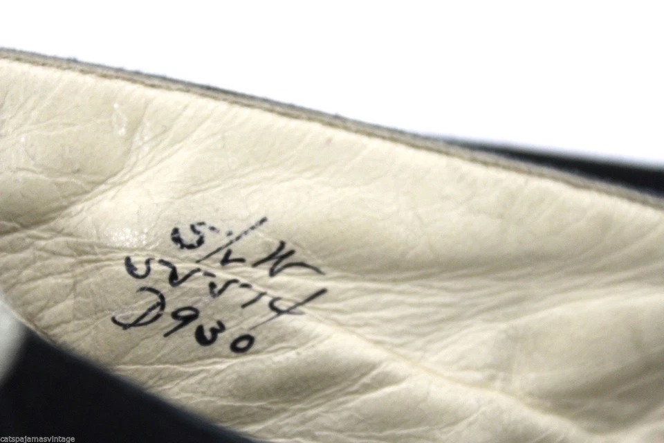 Zapatos De Colección Segunda Guerra Mundial Años 40 5.5 Negro Seda Cuero/Plateado Punta abierta Eslinga Eslinga Plataformas Traseras Foto 4 de 4