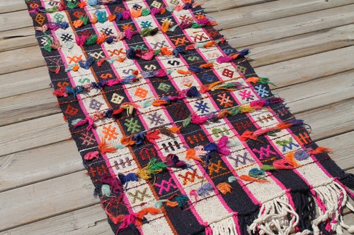 Alfombra de pasillo decorativa a rayas vintage Turkish Kilim de 18""x66"" corredor - Imagen 8 de 8