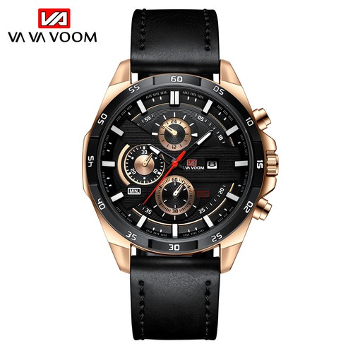 Men's Watch Luxury Brand Waterproof Analog Quartz Calender Brown Leather Band - Picture 12 of 20