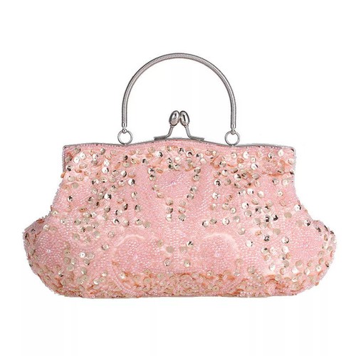 Women Top Handel Bead Sequined Party Bridal Wedding Handbag Prom Evening Clutch - Picture 53 of 72