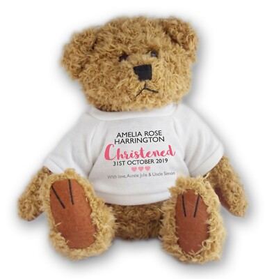 Personalised CHRISTENING teddy bear goddaughter baptism gift, godparent - TDCH2 | eBay