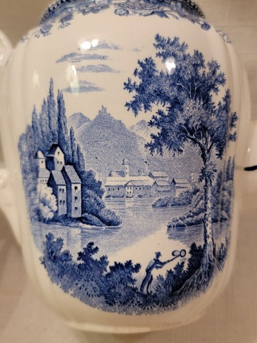 Villeroy & Boch Burgenland Germany White and Blue Coffee Tea Pot Green Mark - Picture 9 of 15