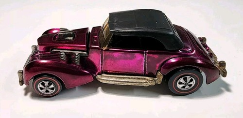 Vintage Hot Wheels Redline Magenta Classic Cord 1/64 Diecast REPRO Roof - Picture 6 of 13