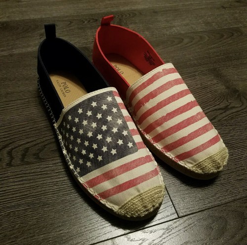 Polo Ralph Lauren Zapatos de lona Slip On Hombre 9.5 Alpargatas Barron EE.  UU. Flag Barco | eBay