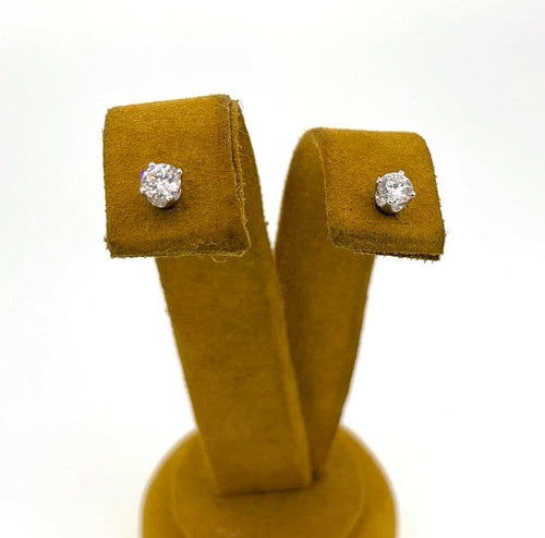 .48 ct tw Diamonds Round Cut 14k White Gold Butterfly Backs Stud Earrings - Picture 2 of 4