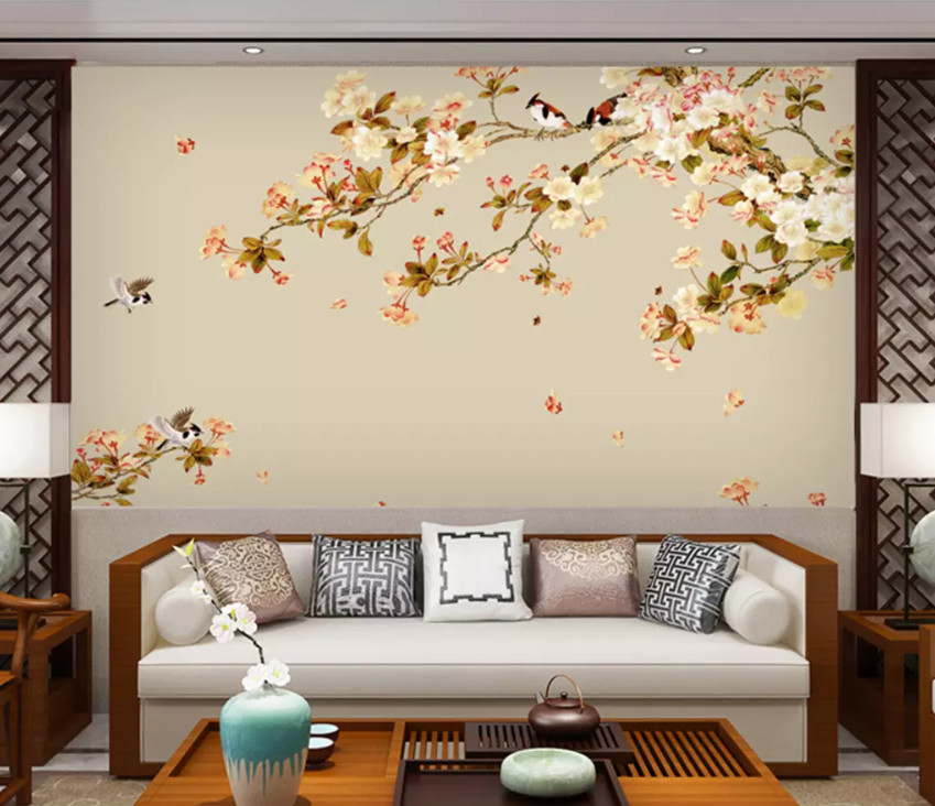 3D Flowers And Birds 10668NA Wallpaper Wall Mural Removable Self-adhesive Fay