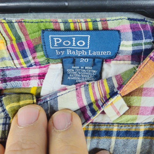 Polo Ralph Lauren Shorts Boys Size 20 Multicolor Plaid Patchwork Madra Bermuda - Picture 5 of 9