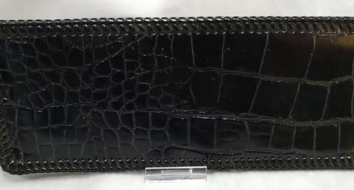 Handmade ALLIGATOR WALLET real BLACK Leather w Edge LACING Mens Bi-fold Billfold - Picture 4 of 10
