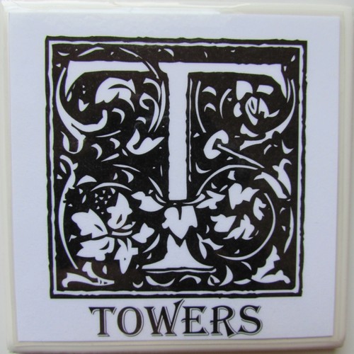 Personalisierte Naturstein Keramik Fliese Getränke Untersetzer - 4er Set - Monogramm 5F - Bild 5 von 6