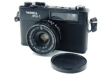 Vintage Yashica MG-1 35mm Rangefinder Camera Black 45mm f/2.8 Lens Tested Works