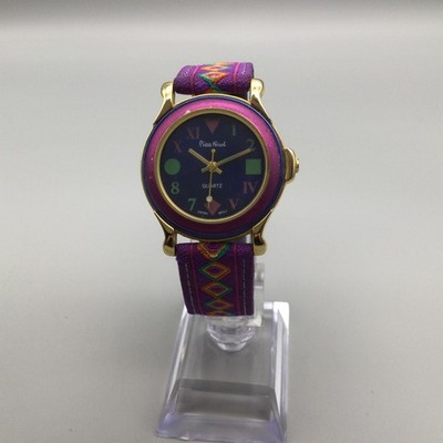 2 Genuine Leather Rhinestone Embellished LA Vintage Watches Green and Purple Vintage Pierre Nicol Womens Watch 34mm Blue Gold Tone Purple  main image 3