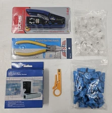 Pass Through RJ45 Crimp Tool Kit RJ45 Ethernet Crimper Cat5 Cat5e *NEW* EB-18456