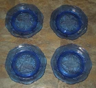 Lot Of 4  Hazel-Atlas Royal Lace Cobalt Blue 6" Bread & Butter Depression Plates