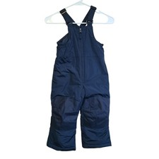 Lands End Kids XXS 2/3 Navy Ski Snow Squall Bibs Grow A Long Insulated Iron Knee