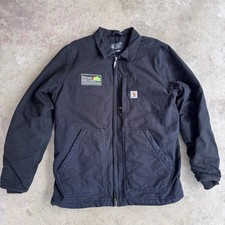 Carhartt Jacket Men s Medium Black Sherpa Lined Duck Work Coat 104293 BLK Logo