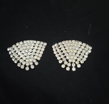 Vintage Set of Silver Tone Clear Rhinestone Prong Set Shoe Clips
