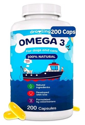 Droolings Omega 3 For Dogs And Cats 200 Capsules Exp 10/2028