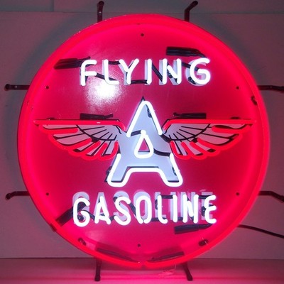 Neon sign Flying A Tydol Gasoline Gas Oil Pump Wall Garage lamp light Globe