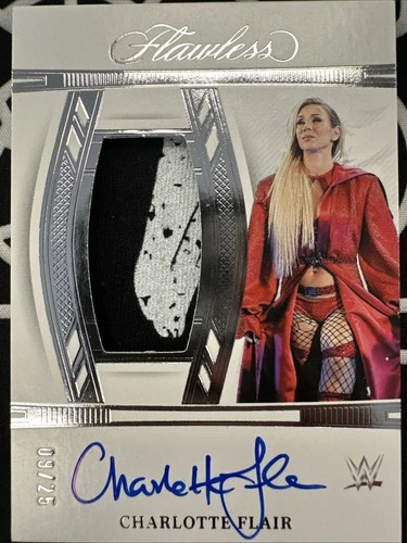 2024 Panini Flawless WWE Charlotte Flair Vertical Patch Auto 9/25