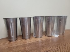 Vintage Stainless Steel Malt Milkshake Mixer Cup 18-8 7" Tall Lot Of 5