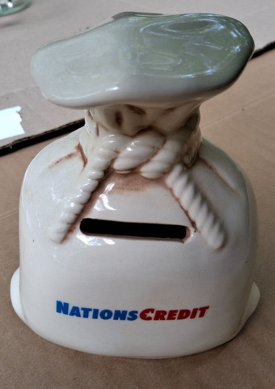 Vintage - Nations Credit Money Bag Coin Bank