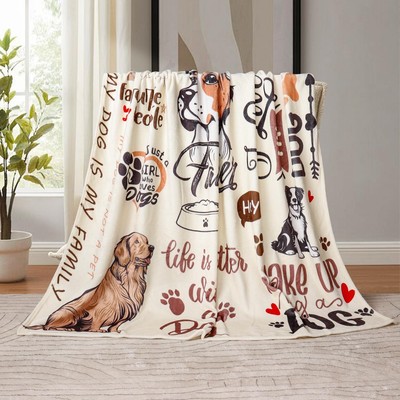 Rajahubri Dog Throw Blanket - Ultra Soft Flannel Fleece Blanket With Cute Dog Patterns, 60x80 Inches - View #12