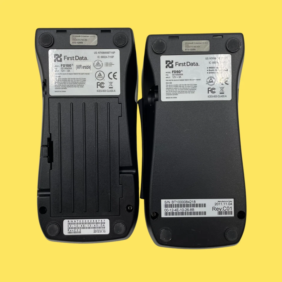 Lot of 2 First Data FD100ti & FD50ti Credit Card Readers Terminals #4831 z43b15 - Image 2 of 4