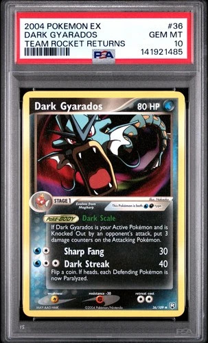 2004 POKEMON EX TEAM ROCKET RETURNS #36 DARK GYARADOS PSA 10