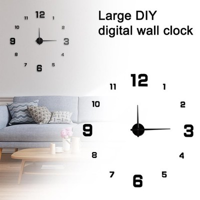 Wanduhr Groß Deko 3D Design Spiegel Wand DIY Uhr Wandtattoo Stylisch Wohnzimmer