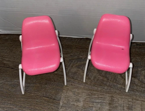 Vtg 1977 Barbie Core Dream House Furniture Chairs Pink & White MCM Retro