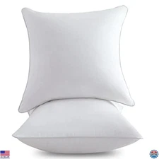 18" Square Pillow Inserts Set of 2 - Cotton Cover Decorative Throw Pillows
