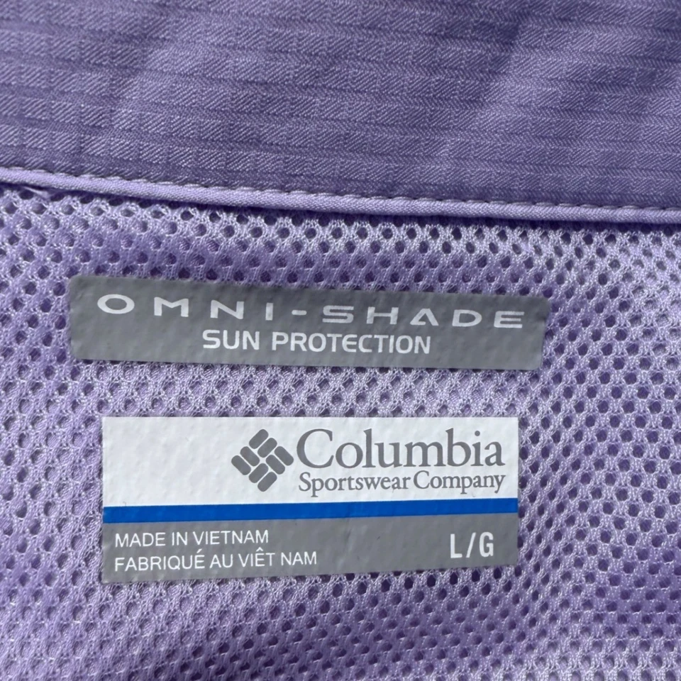 Camisa Columbia Omni Tono Abotonada Púrpura L Manga Corta Deportiva Viaje 93-12 Foto 2 de 4