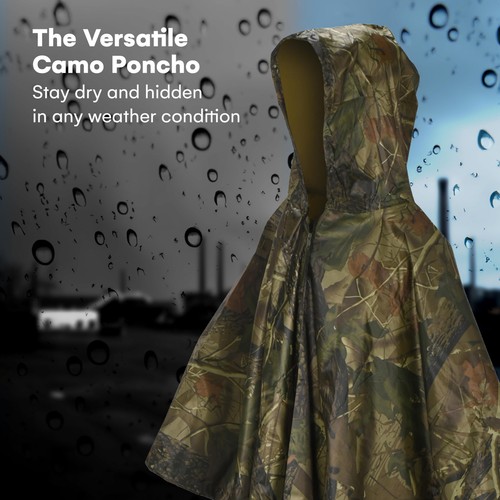 Camouflage Regenponcho - vielseitige Polyester Ponchos für Damen und Herren - - Bild 7 von 7