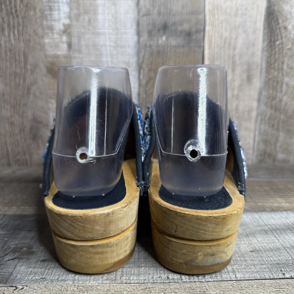 Tamancos femininos Sanita azul floral babado madeira casual conforto tamanho UE 37 - Imagem 4 de 4