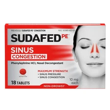 Sudafed Pe Sinus Congestion Relief Tablets, Maximum Strength, Non-drow