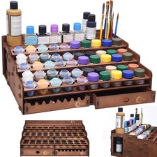 50 Holes Wooden Paint Holder Rack for Model Paints, Painting Brushes