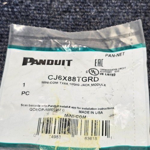 (QTY 5) Panduit CJ6X88TGRD: Mini-Com TX6A 10GIG Jack Modul - Bild 3 von 8