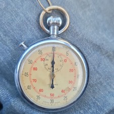 Delgard Swiss Made Mechanical Stopwatch, Silver Metal Timer with Ring & Button
