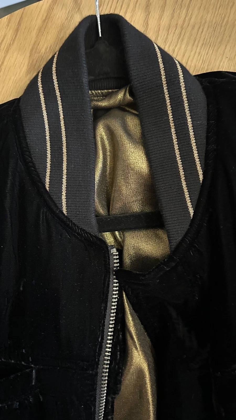 HAIDER ACKERMANN FW16 Velvet Biker Bomber Jacket Gold Lining Black Grail - product detail image 24