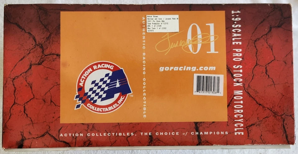 Pro Stock Motorcycle NHRA 1/9 Antron Brown Jurassic Park Diecast Free Shipping! - Image 3 of 3