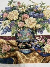 Handmade completed finished cross stitch Flowers 18''x 21'' New Decoration