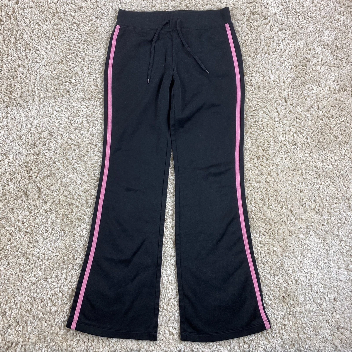 mossimo youth girls medium 7/8 black pants pink side stripe