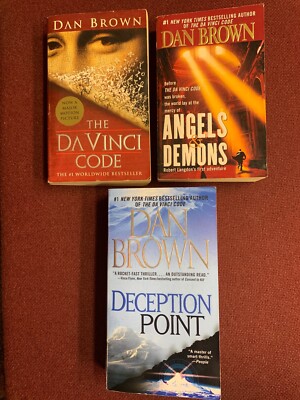 Lot Of 3 Dan Brown Books DaVinci Code Angels Demons Deception Point